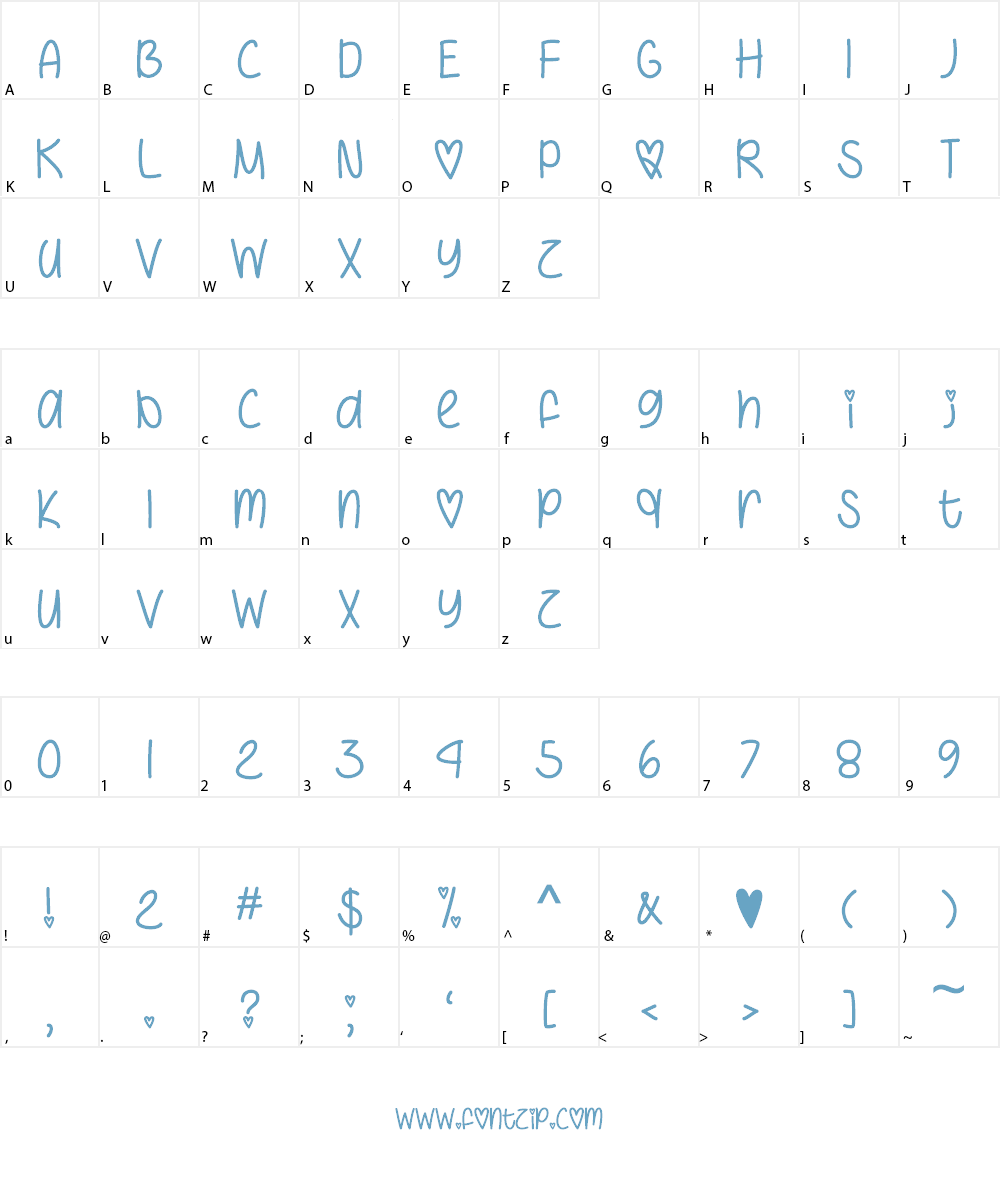 I Heart You Always Font Character